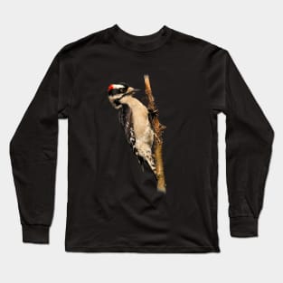 Male Downy Woodpecker on the Pear Tree Long Sleeve T-Shirt